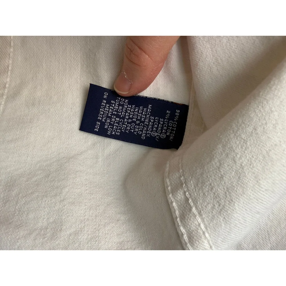 Ralph Lauren Sport Denim Jacket Women's Medium White Cotton Blend Trucker Jacket - Picture 5 of 7